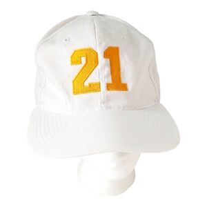 Vintage Orange and White Number 21 Hat Vintage Snap Back Yupoong Brand One Size